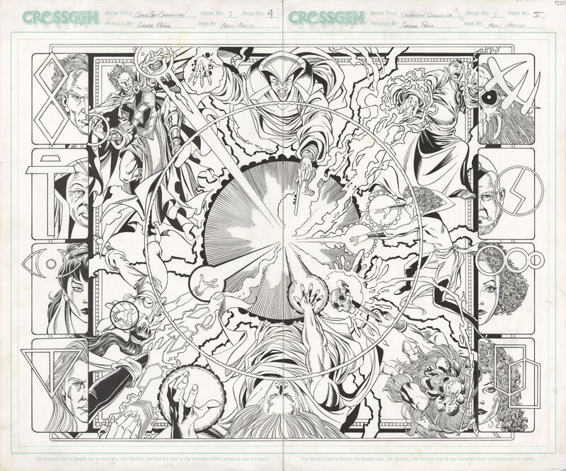 George Perez - Crossgen Chronicles Double Spread - Comic Strip