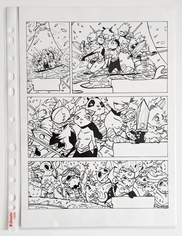 En vente - oTTami, Régis Hautière, Planche Encrée du Manga Dofus Monster 5 