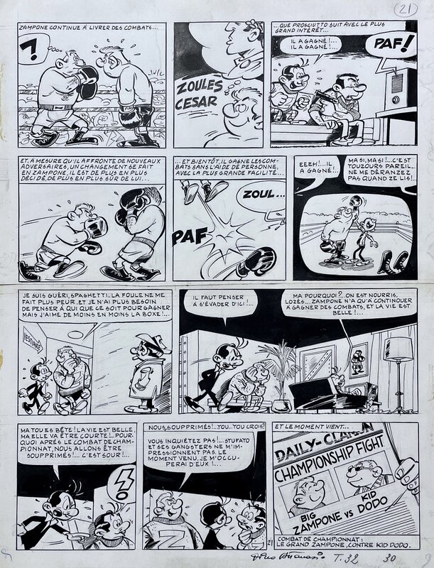 En vente - Dino Attanasio, René Goscinny, 1963 - Spaghetti et le Grand Zampone - Planche originale