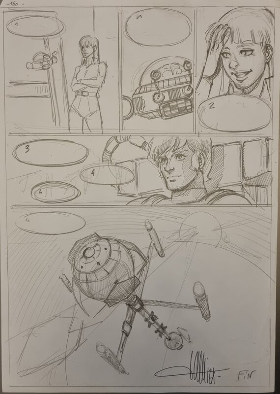 Alexis Tallone, Capitaine Flam, planche crayonnée - Comic Strip
