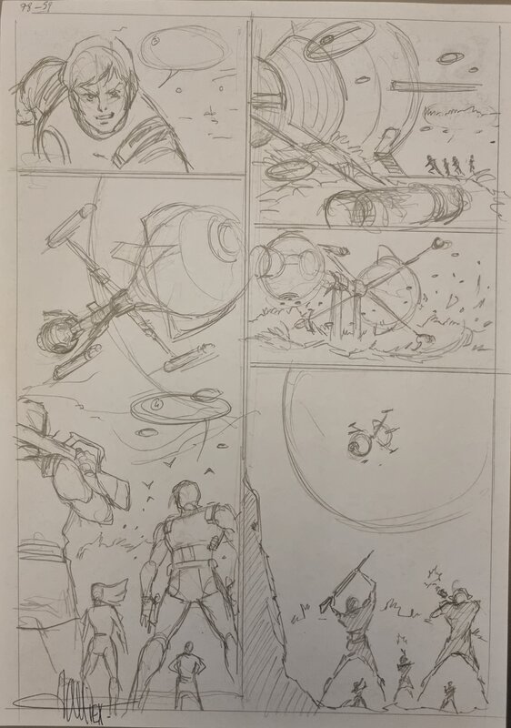 Alexis Tallone, Capitaine Flam, planche crayonnée - Comic Strip