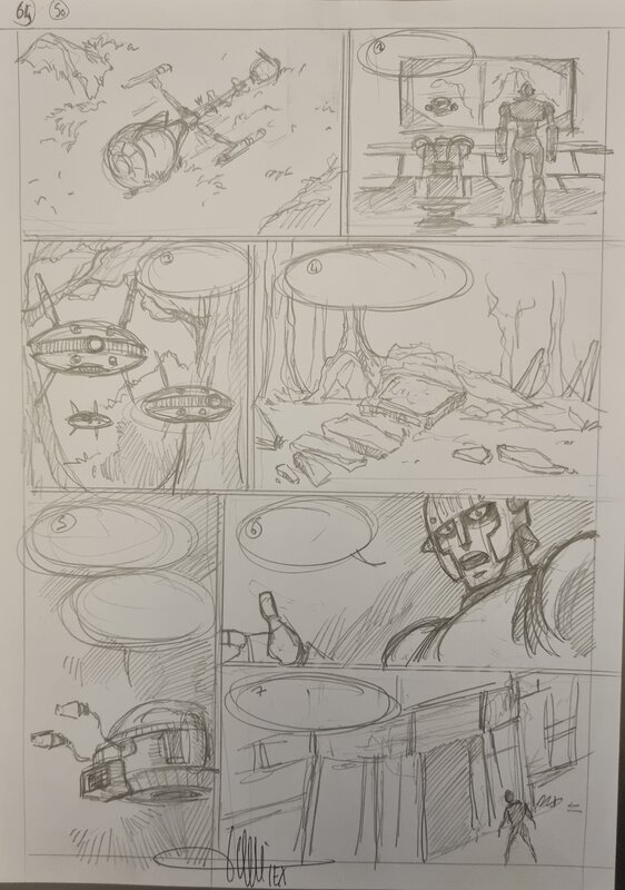 Alexis Tallone, Capitaine Flam, planche crayonnée - Planche originale