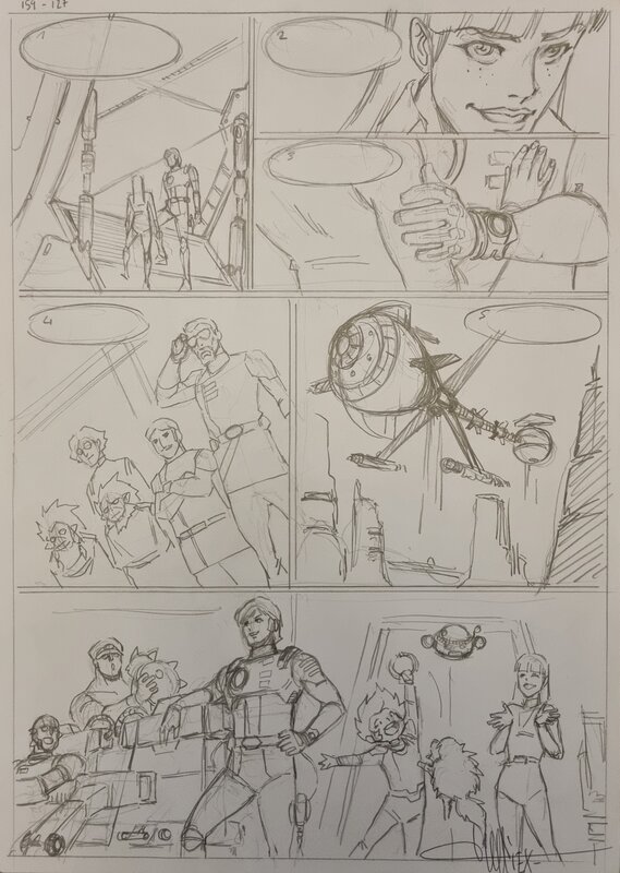 Alexis Tallone, Capitaine Flam, planche crayonnée - Comic Strip