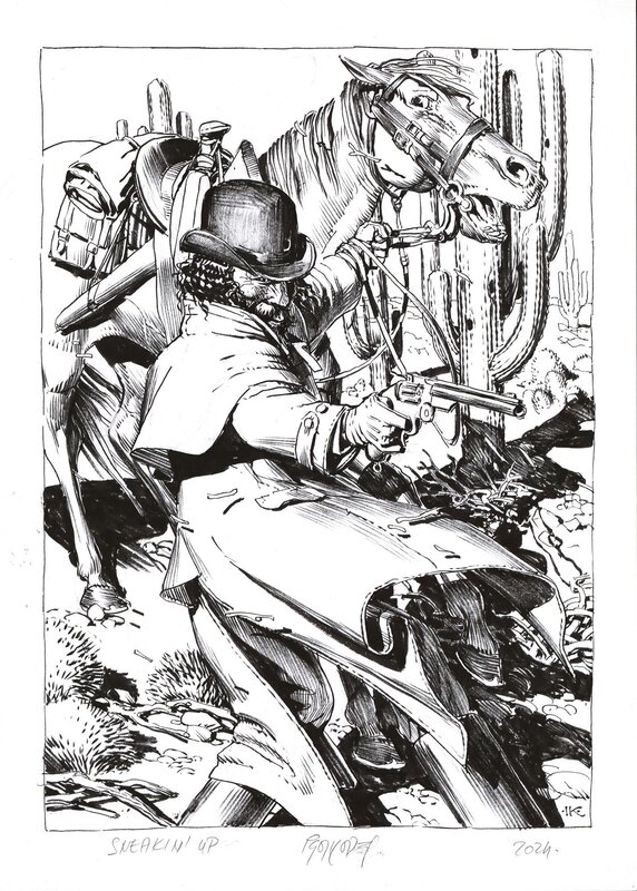 For sale - Igor Kordey, Marshal Bass -  SNEAKIN'UP - Original Illustration
