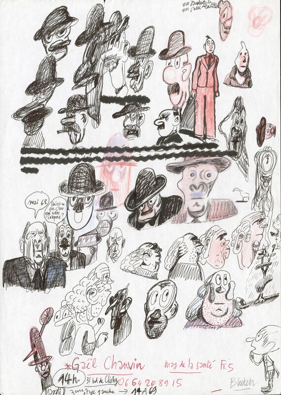 En vente - Blutch, Blotch - croquis original de recherche - Planche originale