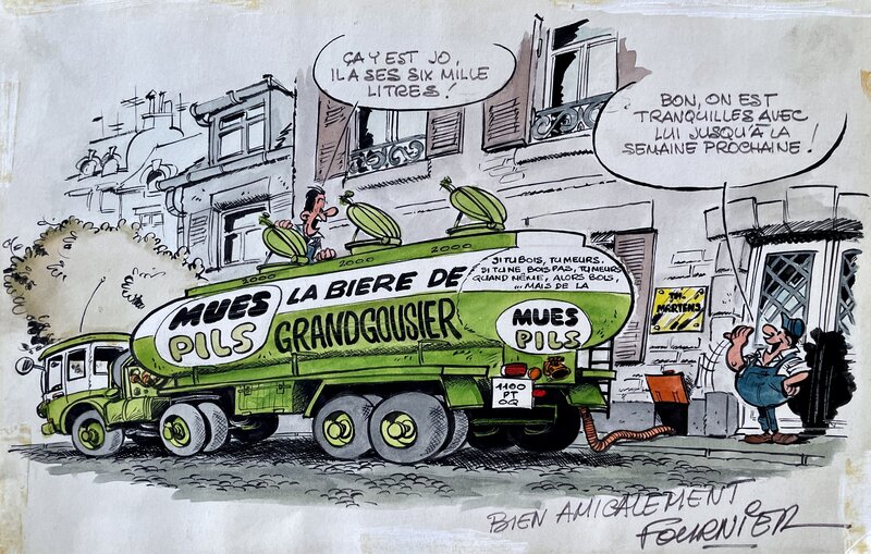 For sale - Jean-Claude Fournier, 1970'S - Spirou : Mues Pils. - Original Illustration
