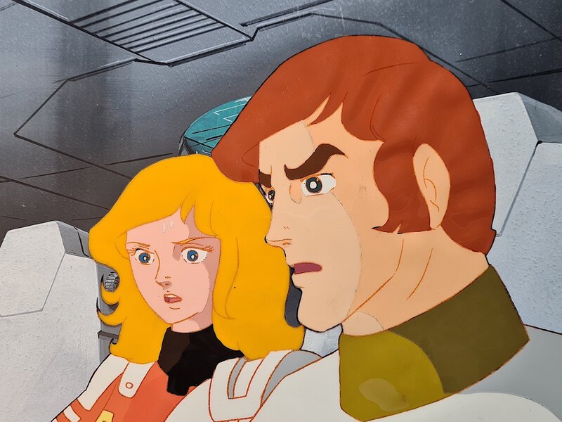 Katsumata Tomoharu, Capitaine Flam, Capitaine Flam et Joan Randall, cellulo et fond de production originaux (Toei Animation, 1978-1979) - Original art