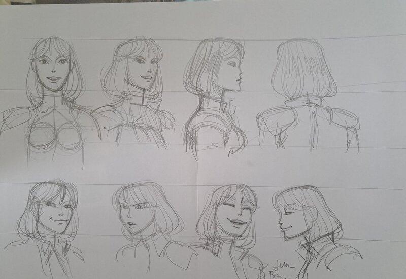 Jean-Claude Mézières, Etude CRAYON DE LAURELINE POUR DESSIN ANIMEE PAR JC MEZIERES - Illustration originale