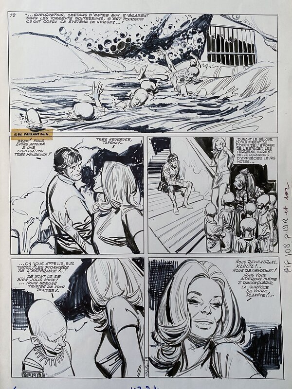Raymond Poïvet, Roger Lécureux, Les Pionniers de l'Esperance - L'éponge de l'espace - Pif 102 p19 - Planche originale