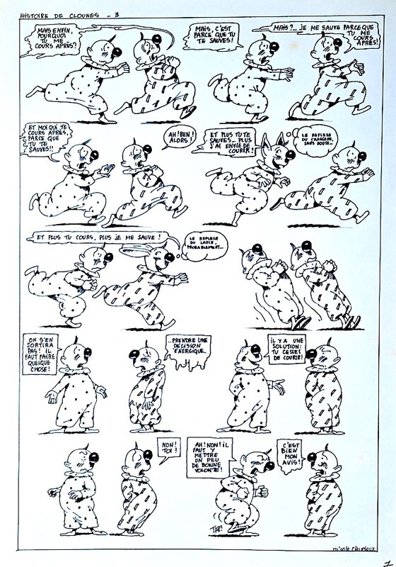 Claveloux, Histoire de clounes, P 1, signée - Original Illustration