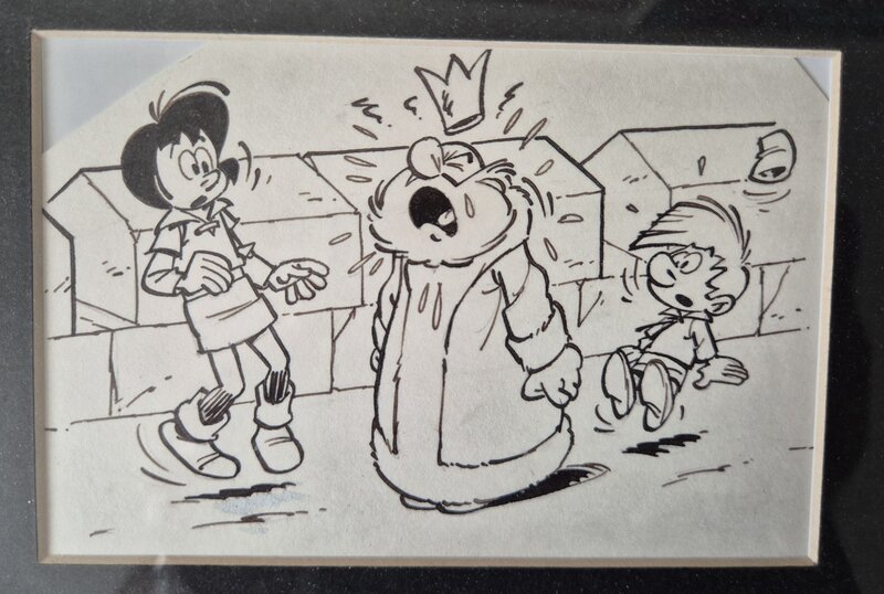 Studio Peyo, Reprise d'une case de JOHAN ET PIRLOUIT - Original Illustration