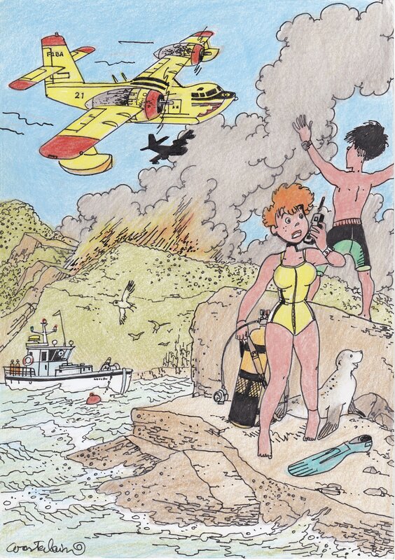 Marc Wasterlain, Sarah Spits (Jeanette Pointu) - Original Illustration