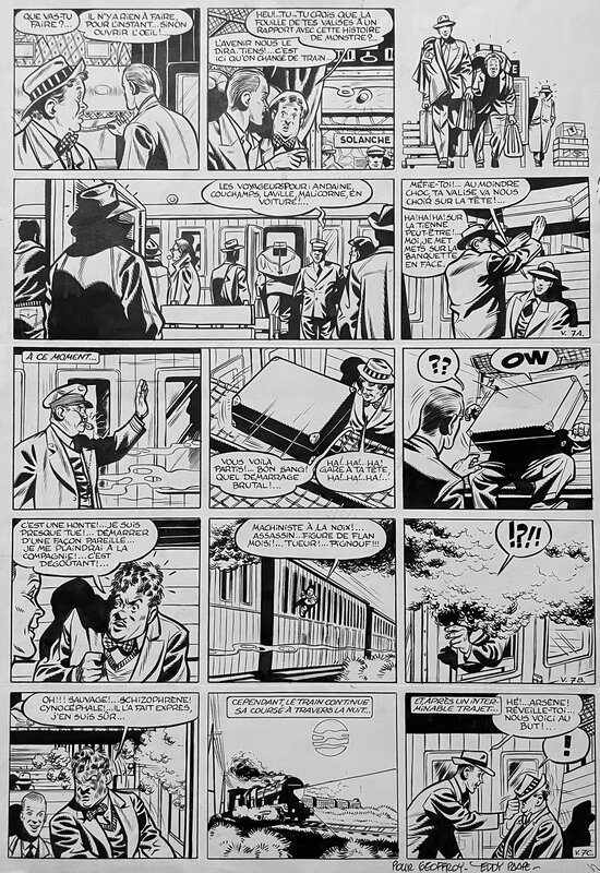 En vente - Eddy Paape, 1952 - Valhardi : le Château Maudit - Planche originale