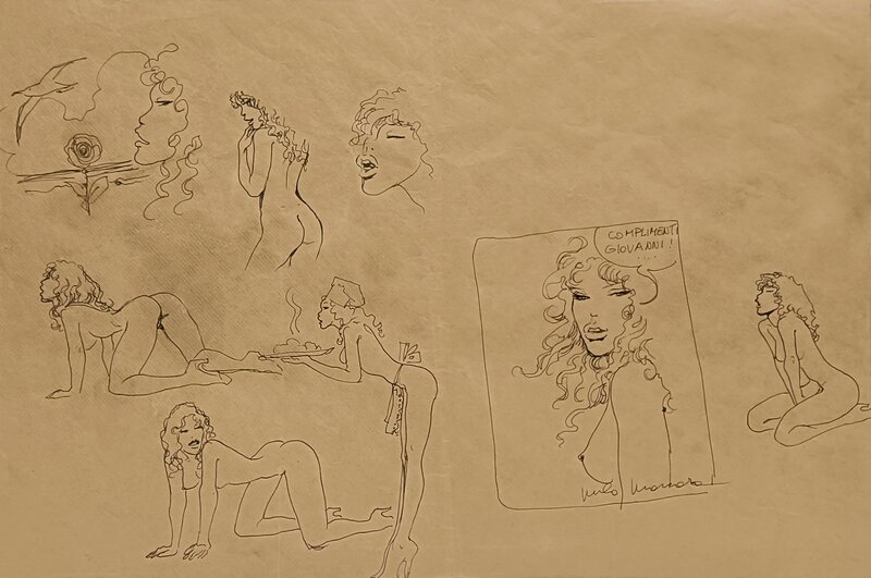 Miele (Sketches) by Milo Manara - Original Illustration
