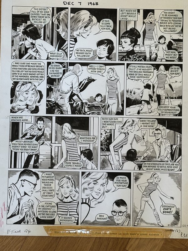En vente - Sidobre G.LEVIS Planche de MY CHUM YUM YUM parue dans le magazine anglais Princess Tina - Planche originale