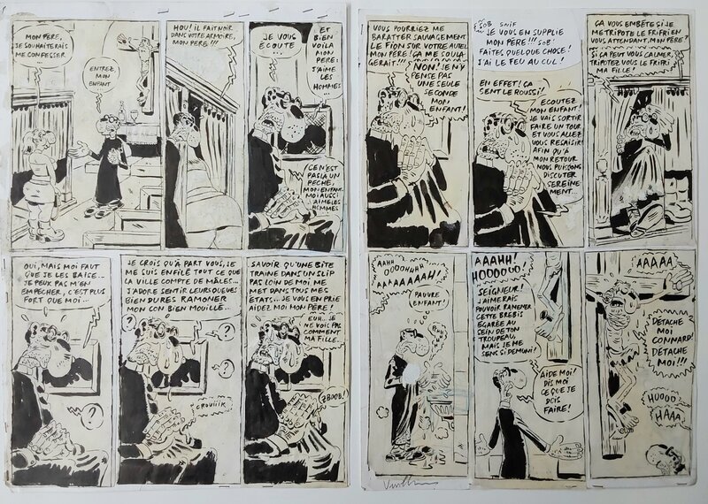 Philippe Vuillemin, La vulve du Démon. Gag en deux planches - Planche originale