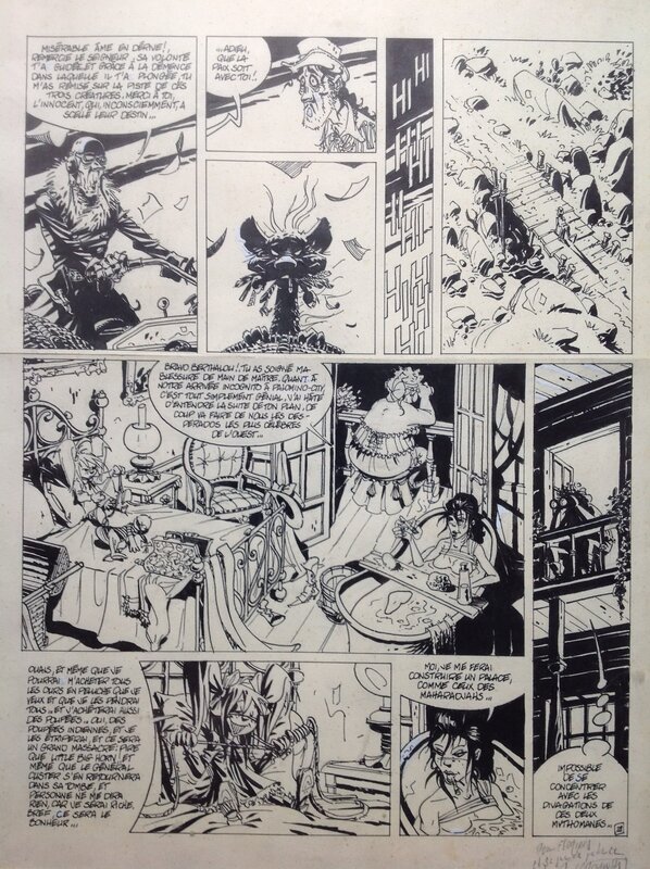 En vente - Cromwell Les Minettos Desperados somptueuse Planche Originale 28 , Eo Glénat 1989 Signée avec tous les Héros MINETTOS 1 Bd - Planche originale