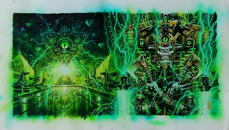 Olivier Ledroit, Iron MAIDEN – POWERSLAVE  Double pochette de disque alternative - Original Illustration