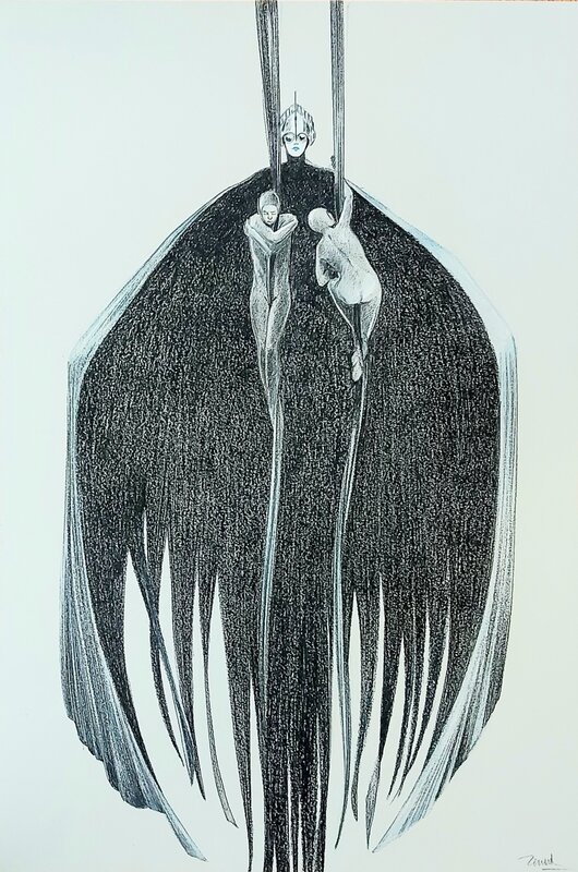 Claude Renard, Le Tailleur de Rêves- Les Anges - Original Illustration