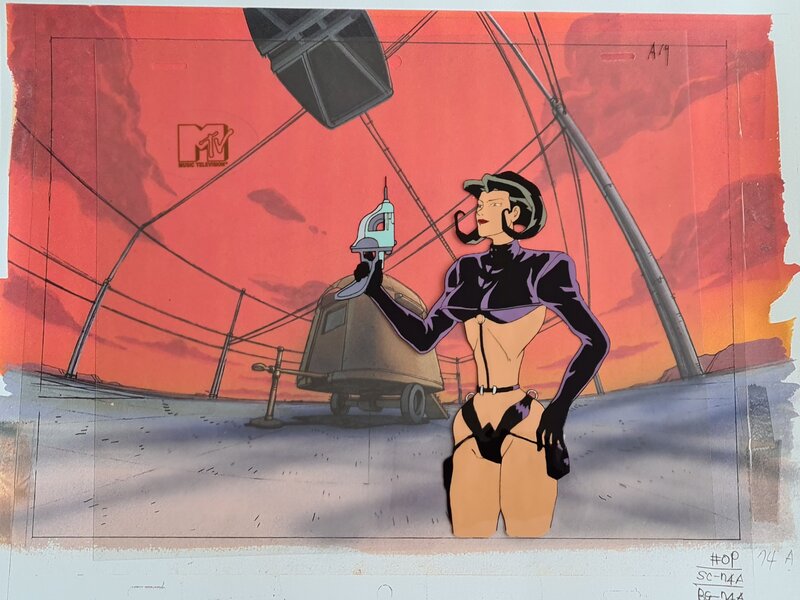 Peter Chung, Aeon Flux; Aeon Flux with Gun; Original Production Cel MTV Liquid Television, 1991 - Œuvre originale