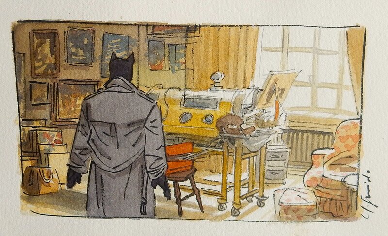 En vente - Juanjo Guarnido, Blacksad - case couleur - Œuvre originale