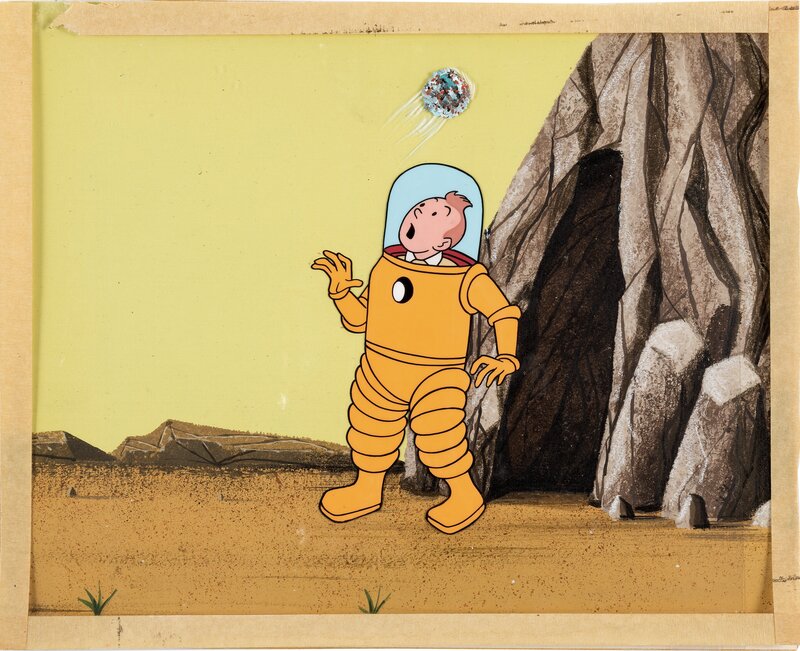 Hergé, The Adventures of Tintin Objective Moon, Tintin, cellulo, fond (Larry Harmon Pictures, 1959) - Œuvre originale