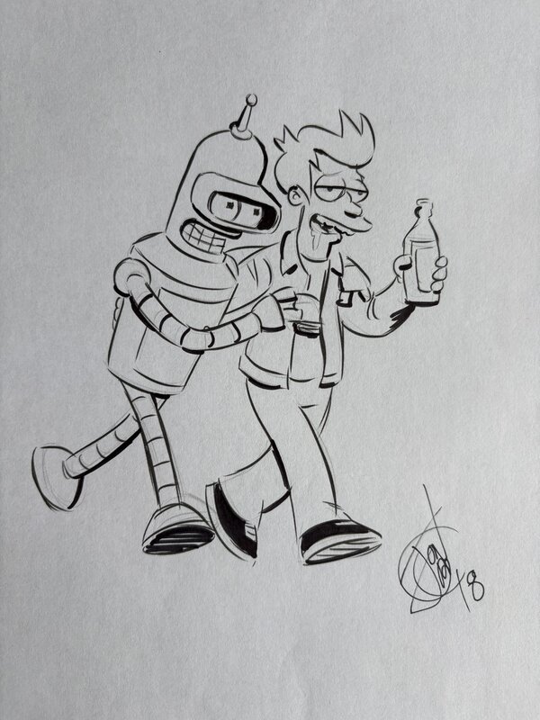 John Delaney, Fry & Bender (Futurama) - Planche originale
