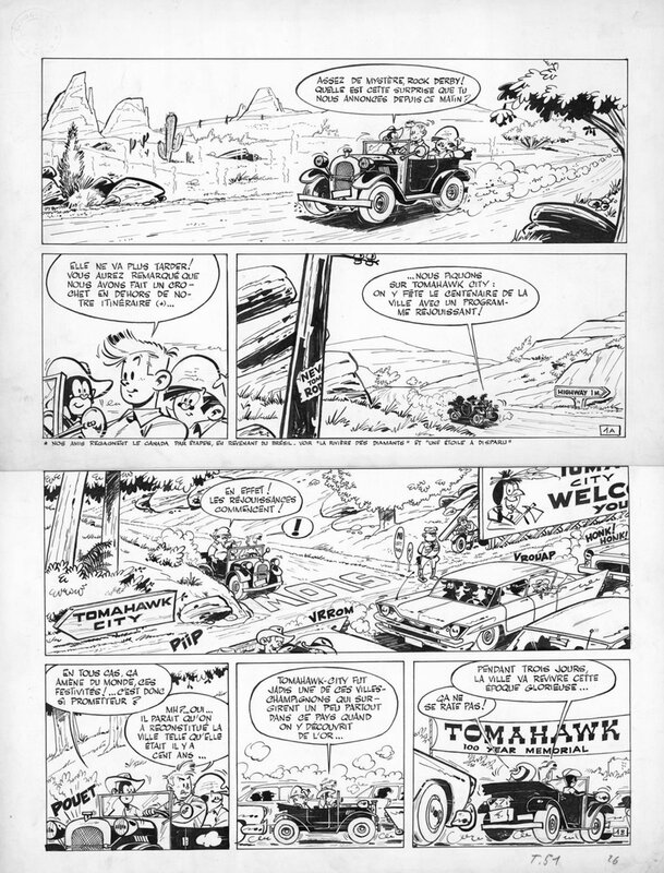 En vente - Greg, 1961 - Rock Derby : l’Or des Navajos. - Planche originale