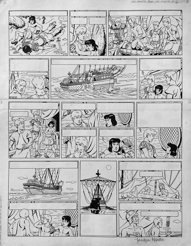 En vente - Jacques Martin, 1951 - Alix : l'Ile Maudite - Planche originale