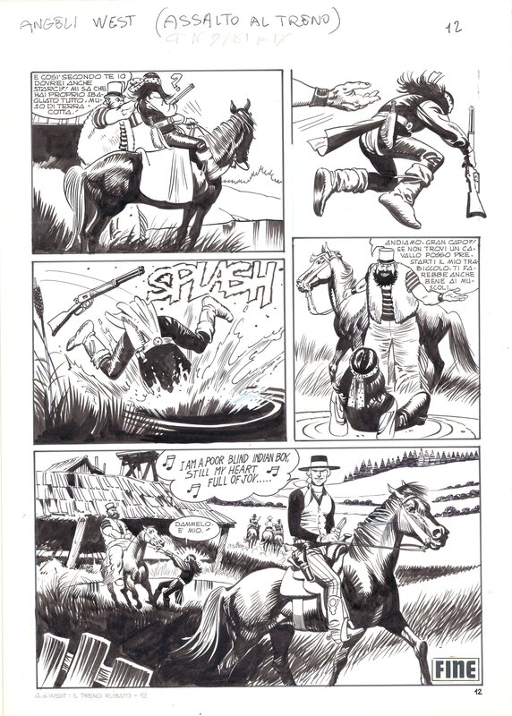 Renato Polese, Angeli  del West - planche finale de l'épisode Assalto del treno - Planche originale