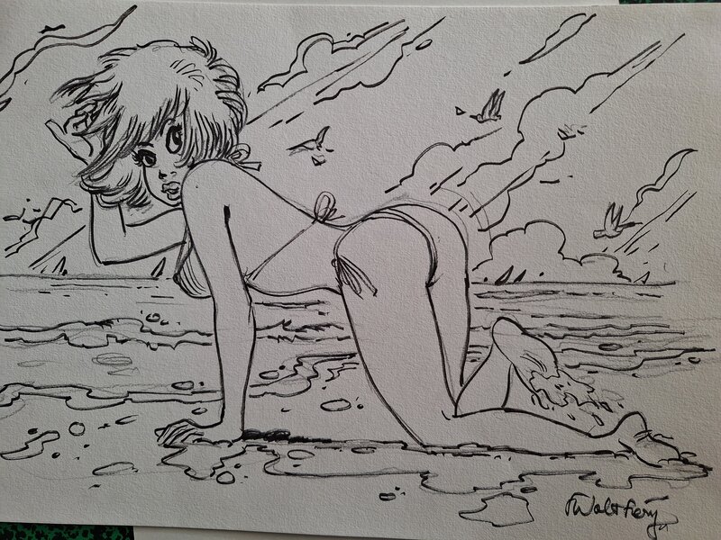 En vente - Natacha à la plage par François Walthéry - Planche originale