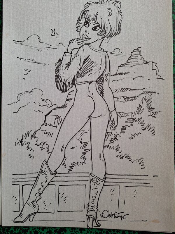 En vente - Natacha en bottes par François Walthéry - Illustration originale