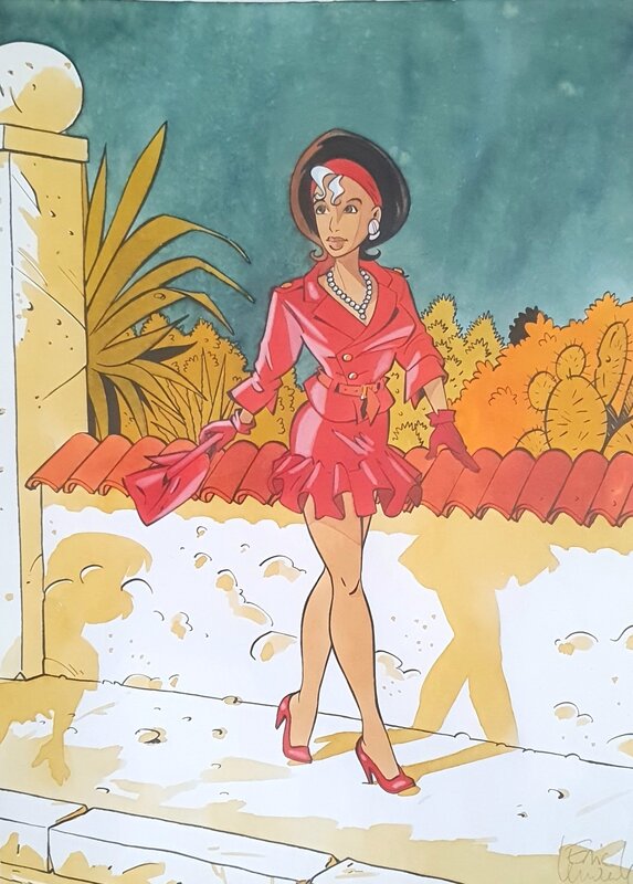 Dessin d'Eric Lenaerts pour un ex-libris Pin-up - Original Illustration