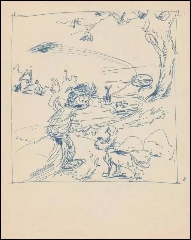 Gos, Khéna et le Scrameustache - Planche originale