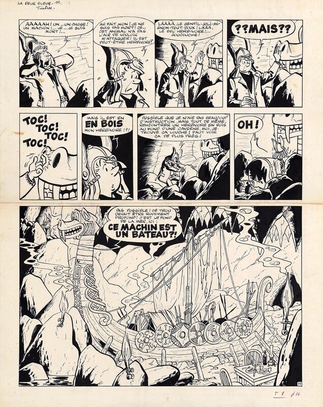 En vente - Tibet, 1961 - Chick Bill : La peur bleue - Planche originale