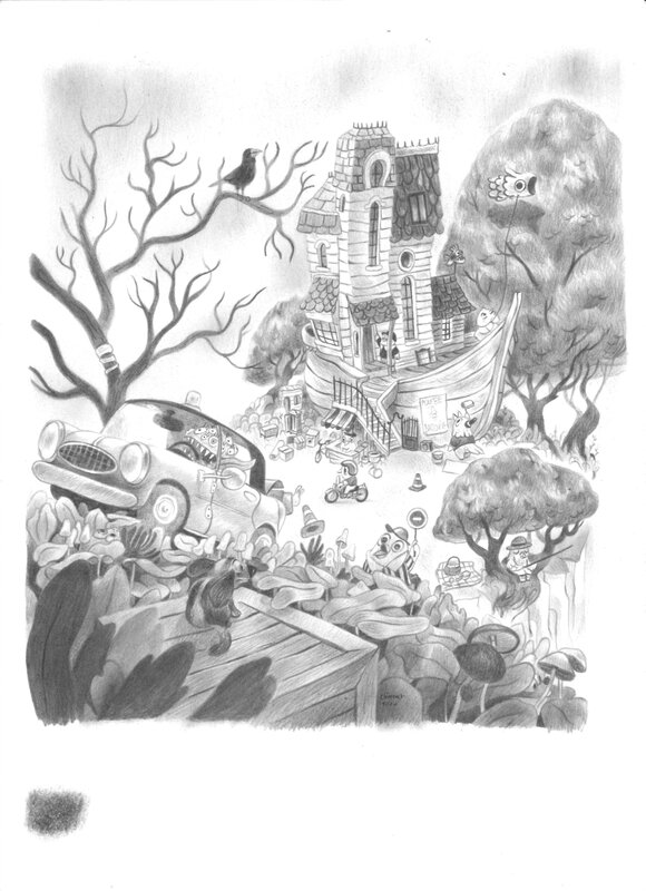 En vente - Clément Lefèvre - illustration journal de Spirou - Illustration originale