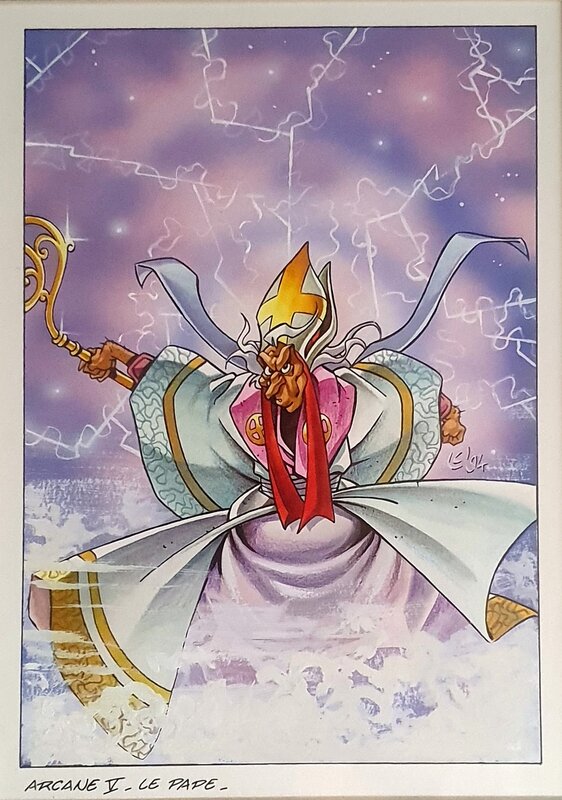 Crisse - Illustration pour un jeu de Tarot - Carte Arcane V - Le Pape - Illustration originale