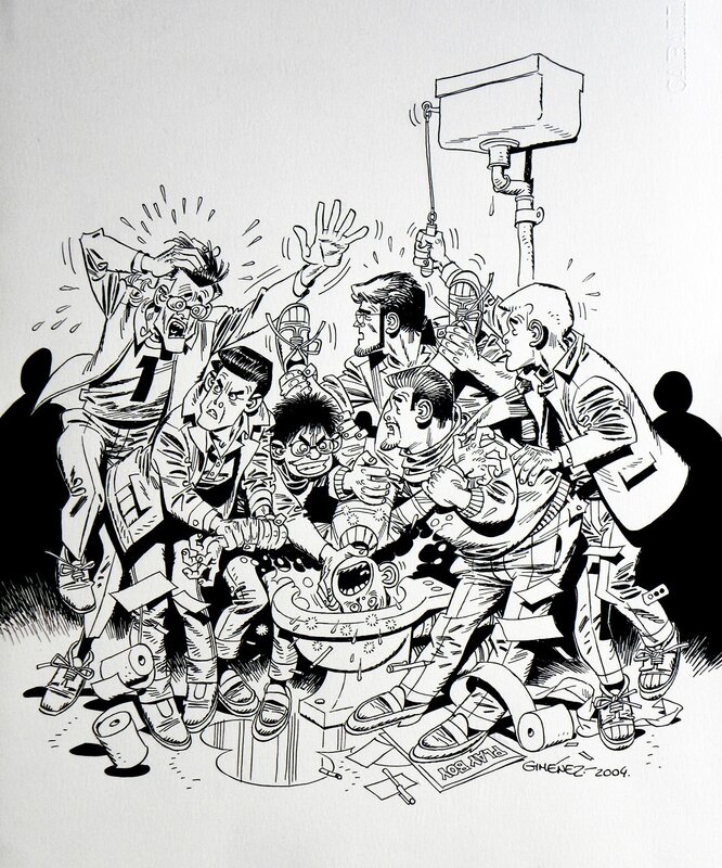 En vente - Carlos Giménez, Couverture les Professionnels tome 5 – Carlos Gimenez - Couverture originale