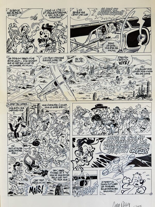Curd Ridel, José Cabrero Arnal, Jacques Lelièvre, Ridel, Pif et Hercule, Du rififi dans la pampa, planche n°6, PifGadget#908, 1986. - Comic Strip