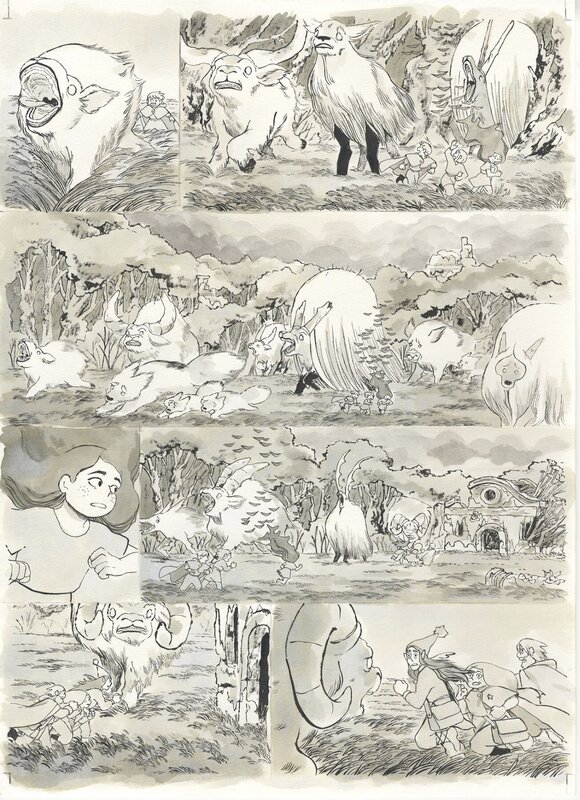 For sale - Amélie Flechais, Jonathan Garnier, Amélie Fléchais - planche originale Bergères Guerrières tome 4 p.84 - Comic Strip