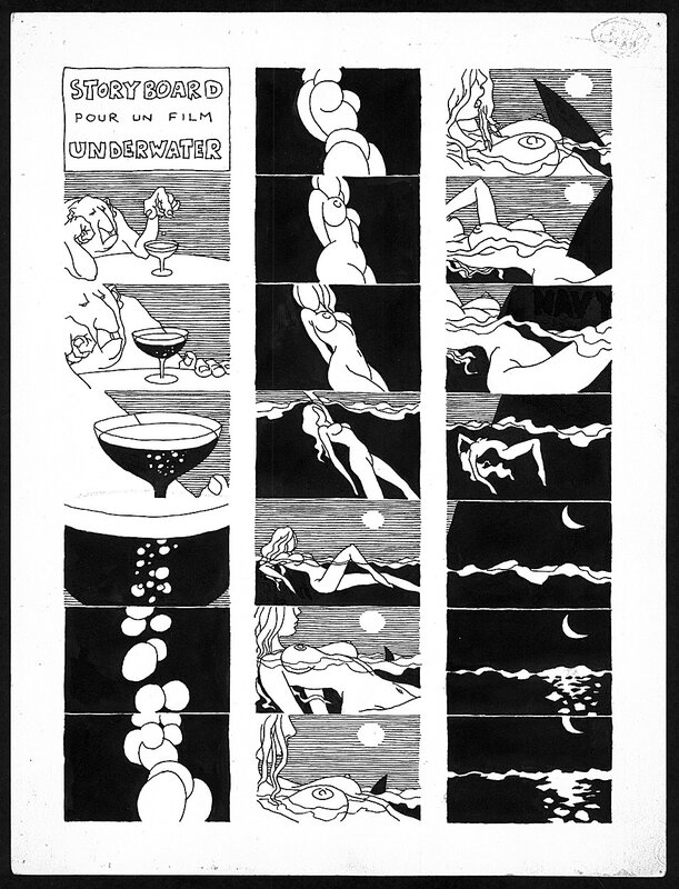 André-François Barbe - Cinema - Storyboard pour in Film Underwater - 1971 - Comic Strip