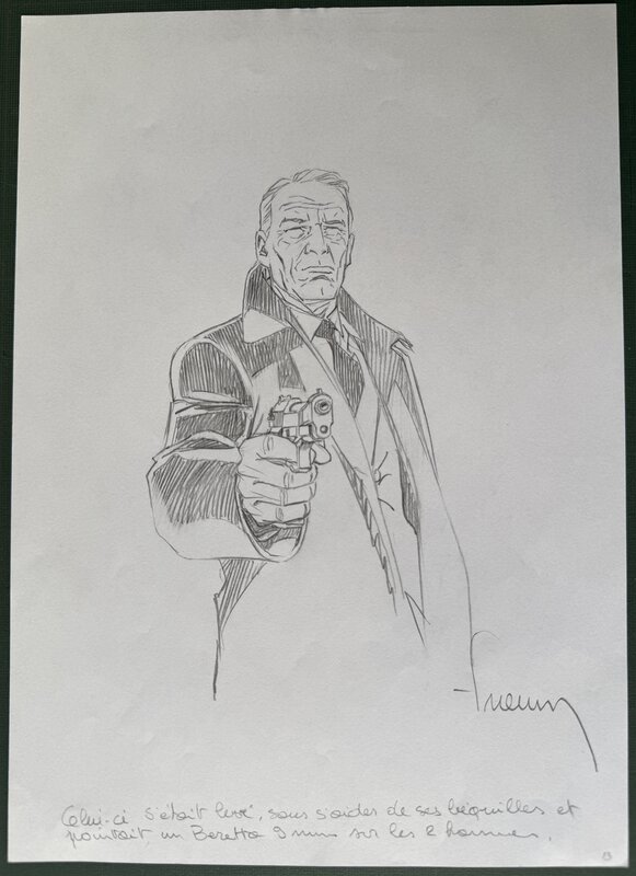 En vente - Philippe Francq, Portrait Homme Pistolet - Œuvre originale