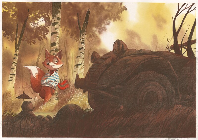 For sale - Thibault Prugne, Renard - T3 - pp 7-8 - Original Illustration