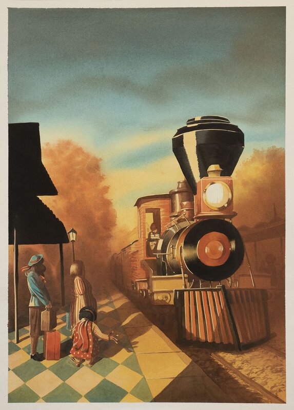 En vente - Thibault Prugne, Train - Le vent dans les saules - P 85 - Illustration originale