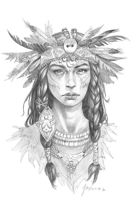 For sale - Femme Chamane by Jean-Sébastien Rossbach - Original Illustration