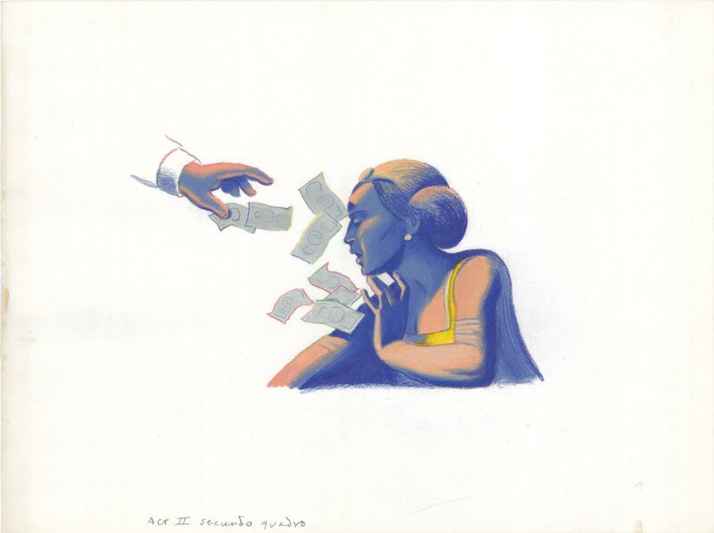For sale - Milton Glaser, La Traviata, Violetta act II - Original Illustration