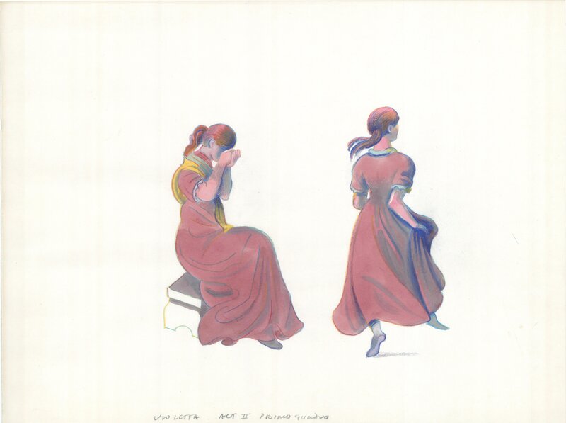 En vente - Milton Glaser, La Traviata, Violetta, atto II - Illustration originale