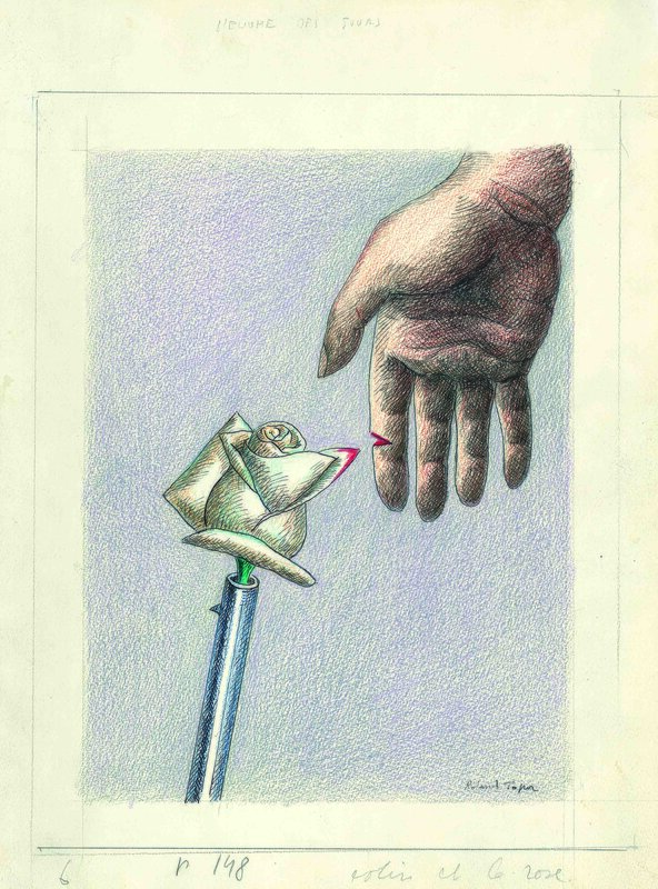 En vente - Colin et la rose par Roland Topor - Illustration originale