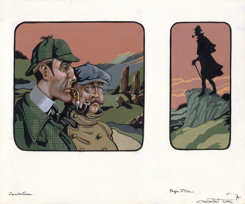 For sale - Jean-Michel NICOLLET – SHERLOCK HOLMES – Chien des Baskerville – Gallimard 2002 – Illustration originale de couverture - Original Illustration