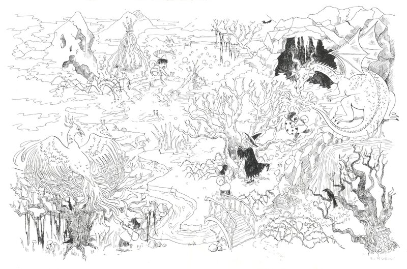 For sale - Stéphanie Rubini - La forêt de Louison - Original Illustration